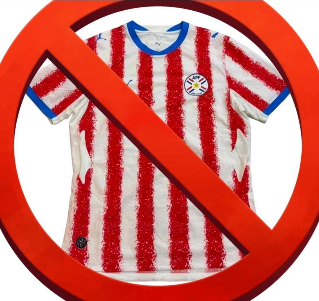 Nueva camiseta Paraguay Mundial 2026 con símbolo de prohibición
